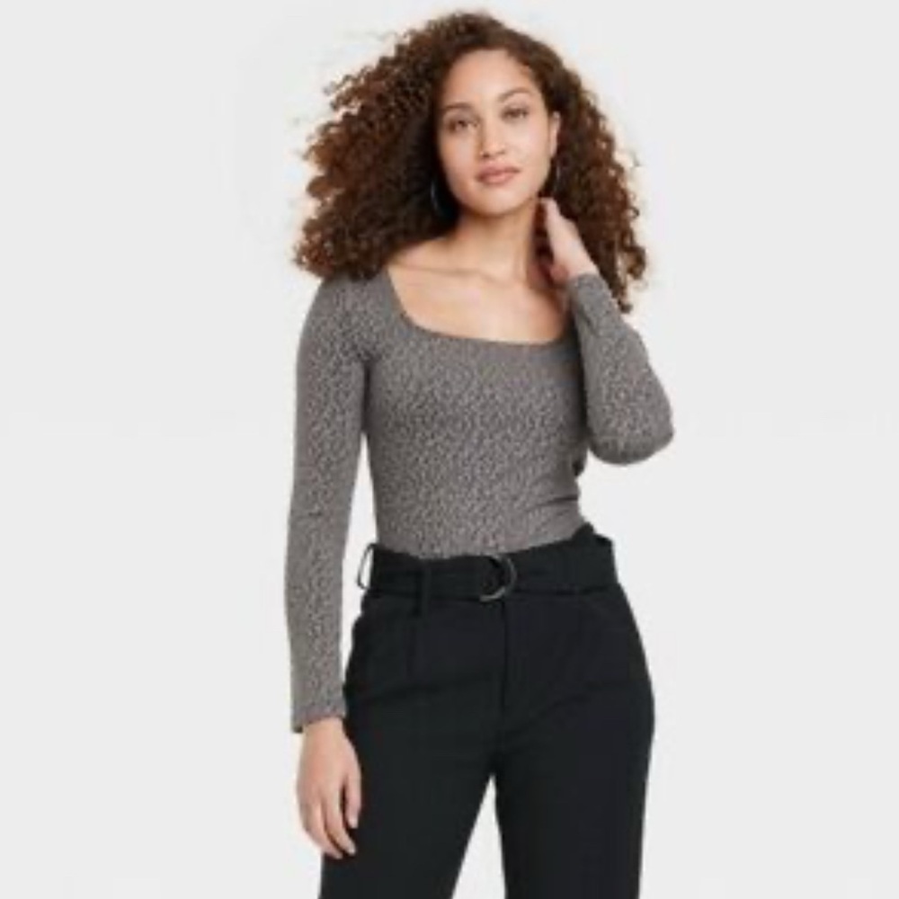 a new day | Tops | A New Day Gray Leopard Print Bodysuit Size XXL NWT